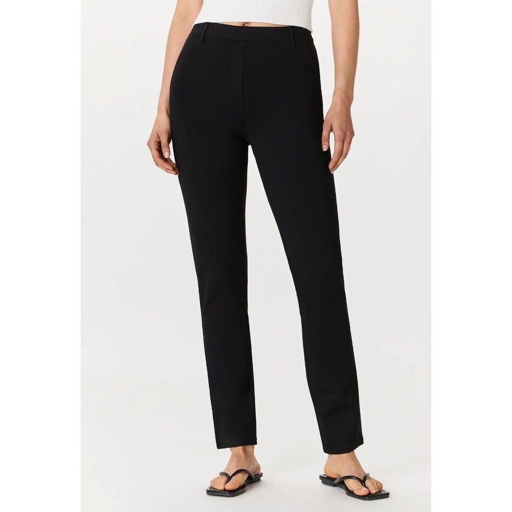 Quince Black Ultra-Stretch Ponte Straight Leg Pants ARLI004 Womens Size Medium